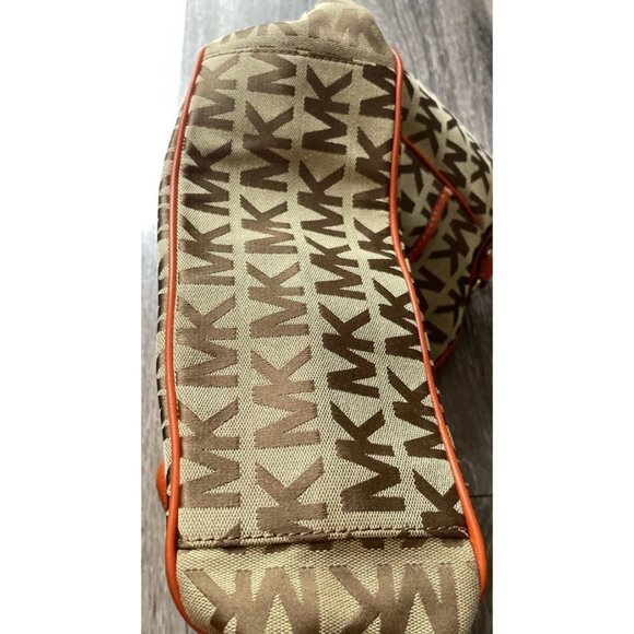 Vintage Michael Kors Signature Brown & Orange Leather Straped Shoulder bag Y2K - Picture 8 of 13